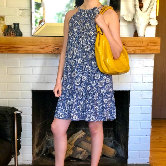 London Times Petites blue & white summer dress 8P - Picture 4 of 8